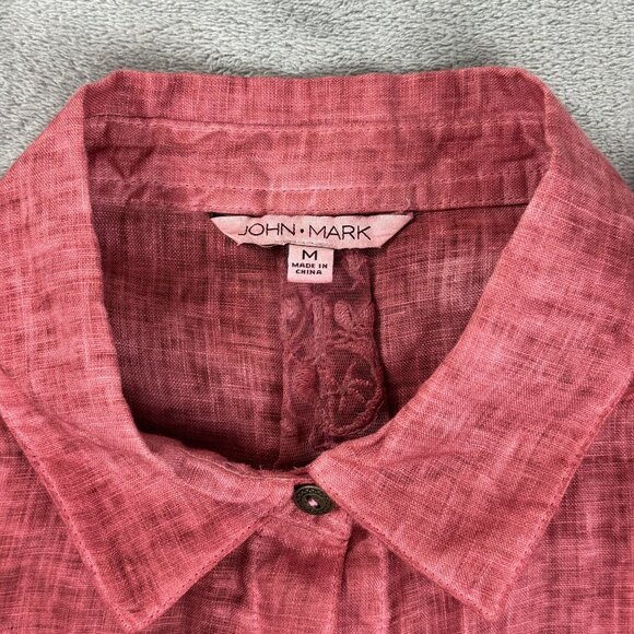 John Mark 100% Linen Embroidered Whimsy Lace Fairy Button up Shirt Cottagecore - Picture 7 of 11